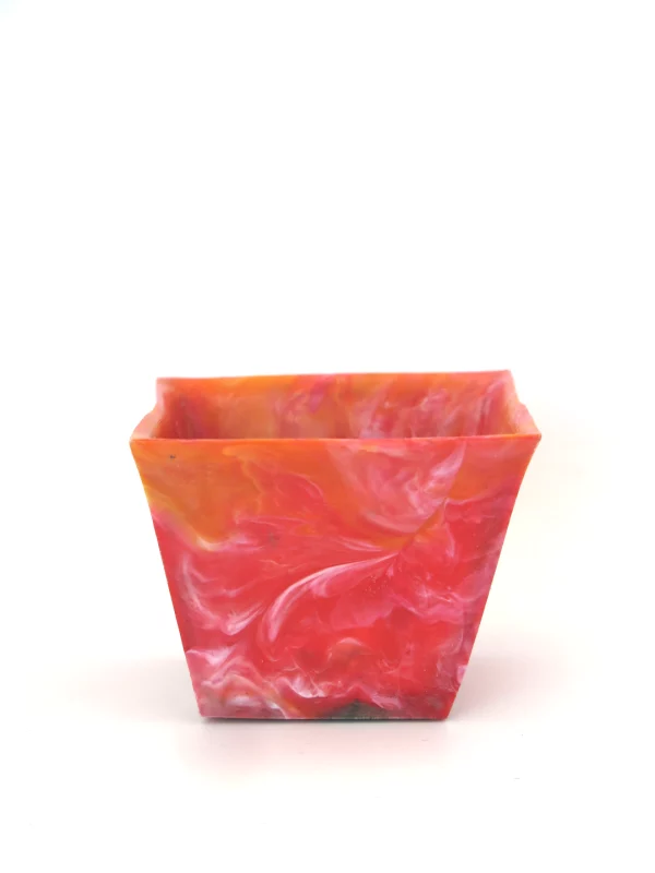 small red square recycled plastic pot